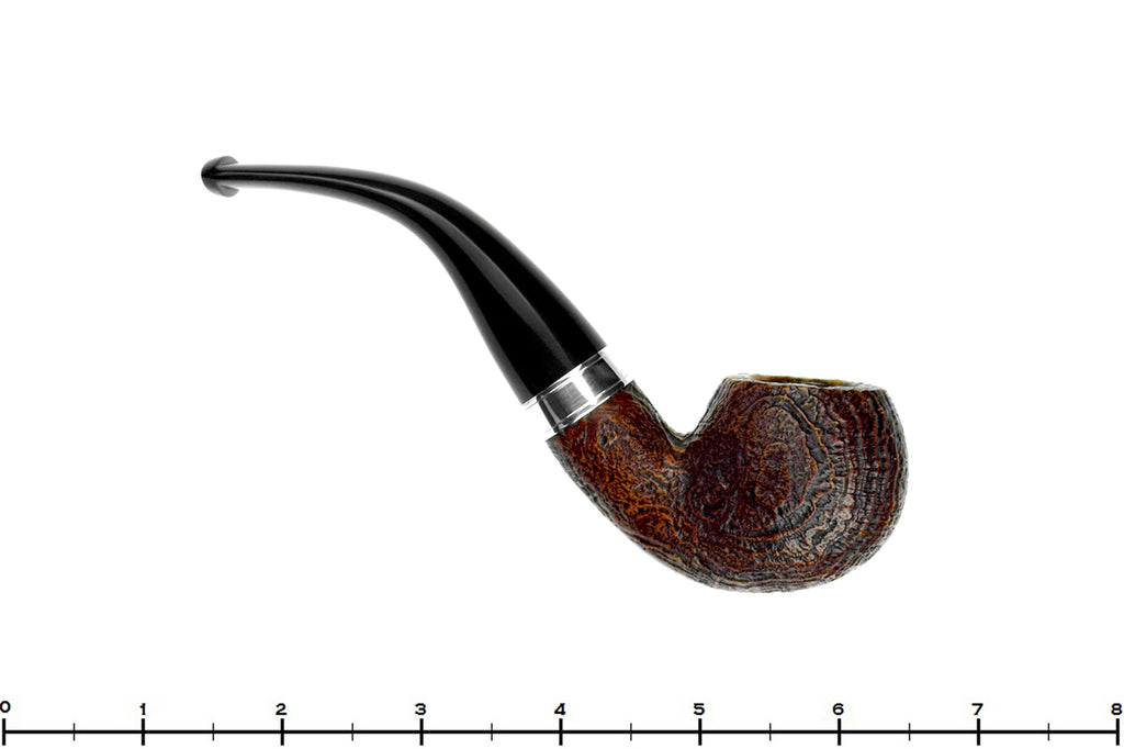 Blue Room Briars is proud to present this Peterson Dublin Castle 03 (2012 Make) Bent Sandblast Apple with Silver and Fishtail UNSMOKED Estate Pipe