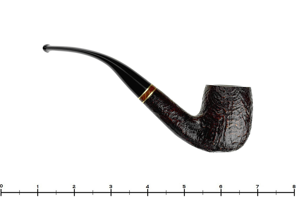 Savinelli Punto Oro Mister G 606 KS Bent Sandblast Billiard (6mm Filter) with Brass Estate Pipe