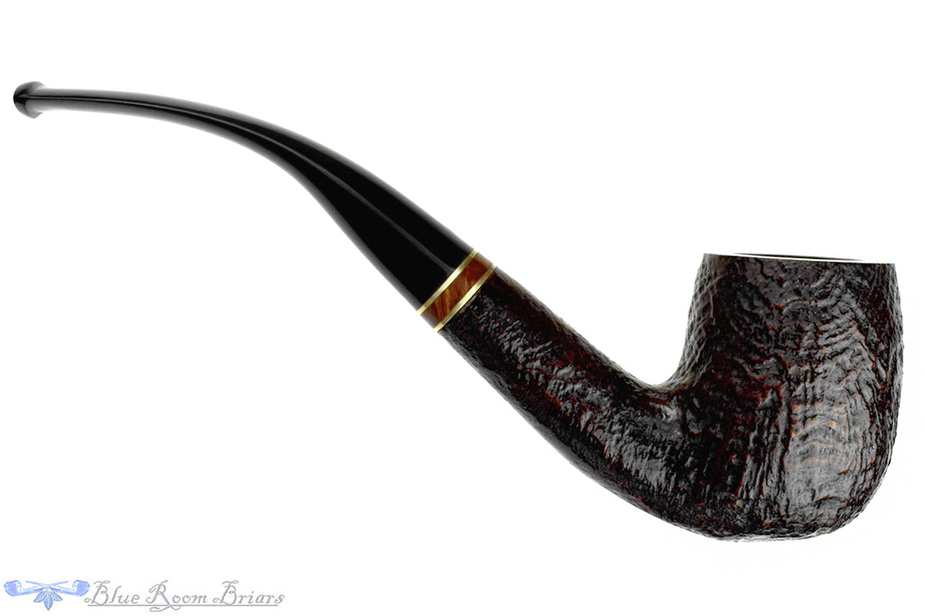 Savinelli Punto Oro Mister G 606 KS Bent Sandblast Billiard (6mm Filter) with Brass Estate Pipe