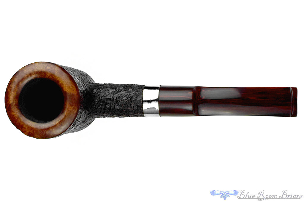Ferndown Bark Ancient *** Bent Rusticated Poker with Nickel Estate Pipe