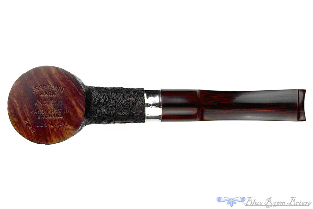 Ferndown Bark Ancient *** Bent Rusticated Poker with Nickel Estate Pipe