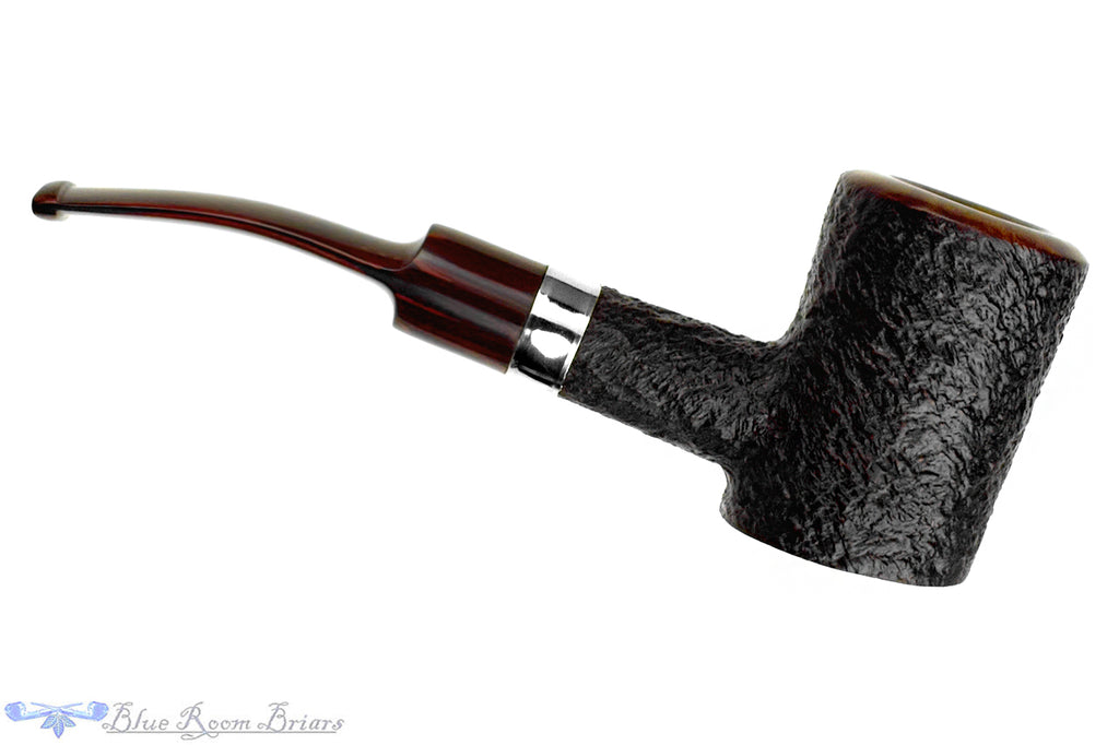 Ferndown Bark Ancient *** Bent Rusticated Poker with Nickel Estate Pipe