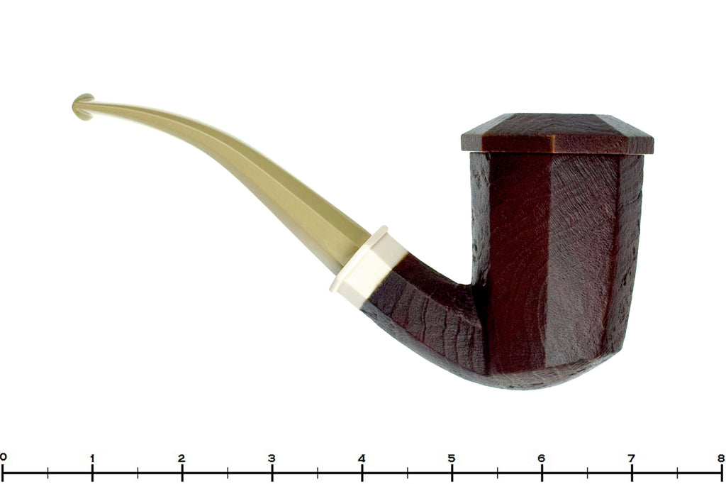 Blue Room Briars is proud to present this Marek Cikl Pipe Bent Sandblast Panel Briar Calabash with Ivorite