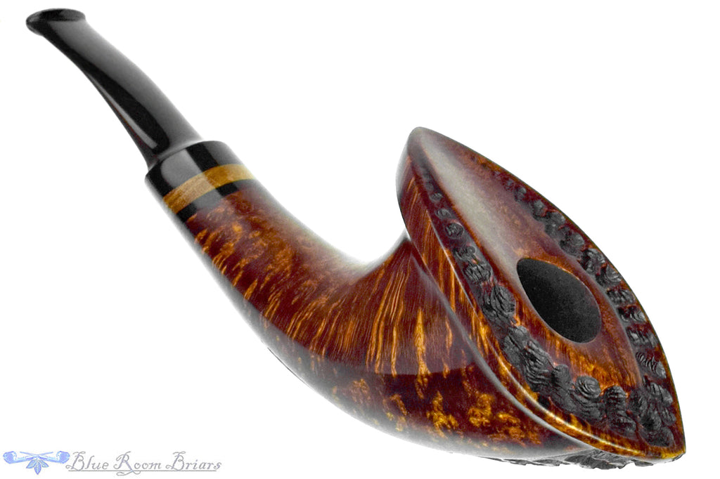 Blue Room Briars is proud to present this C. Kent Joyce Pipe Live Edge Horn with Bodark and Plateau