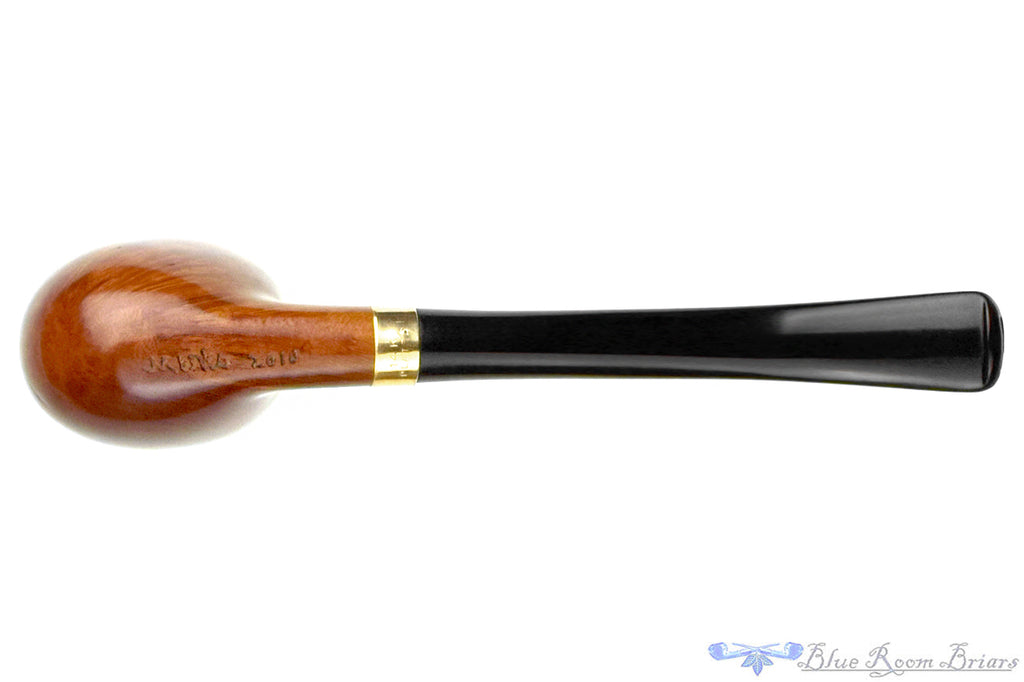 Blue Room Briars is proud to present this Andrew Marks Handmade Bent Acorn (2010 Make) Estate Pipe with Gold Plated Repair Band
