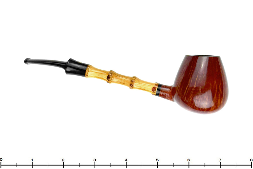 Blue Room Briars is proud to present this Peter Stokkebye (Jørgen Larsen) Bent Asymmetric Egg with Bamboo Estate Pipe