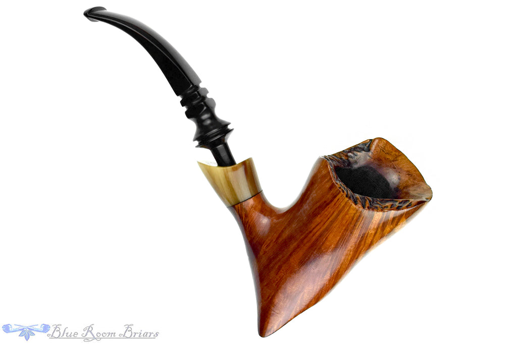 Cellini Original Bent Freehand with Plateau and Horn Ferrule Estate Pipe