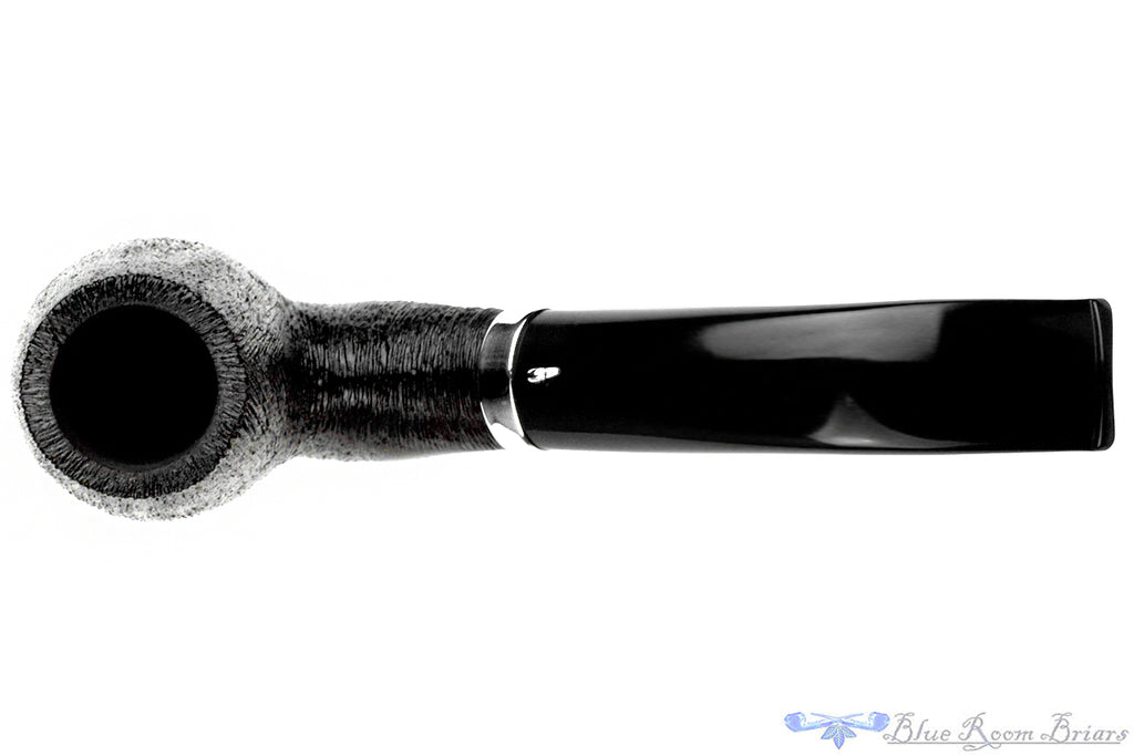 Blue Room Briars is proud to present this L'Anatra Dalle Uova D'oro Gigante Bent Brush Carved Egg with Nickel Estate Pipe