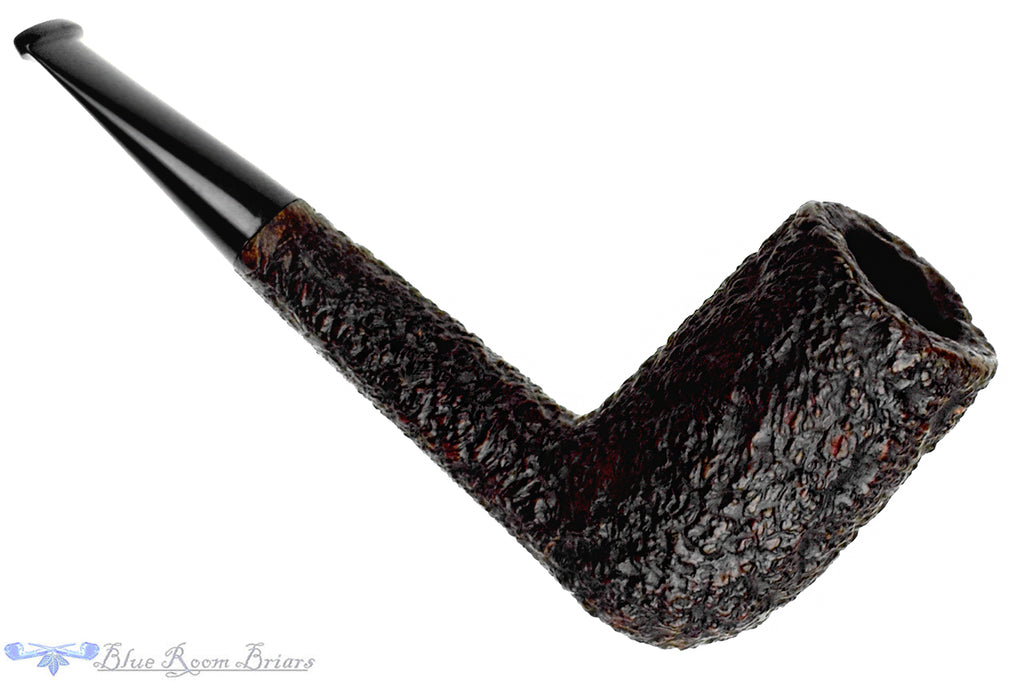 Blue Room Briars is proud to present this Castello Sea Rock Briar SK 76 Rusticated Stacked Billiard with Oval Shank Estate Pipe