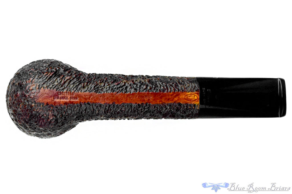 Blue Room Briars is proud to present this Castello Sea Rock Briar SK 76 Rusticated Stacked Billiard with Oval Shank Estate Pipe