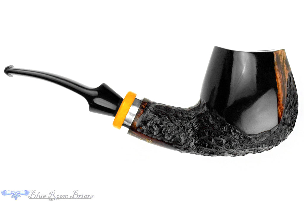 Blue Room Briars is proud to present this Poul Winslow Flamenco Limited Edition 07 Partial Carved Bent Brandy with Silver and Acrylic Estate Pipe