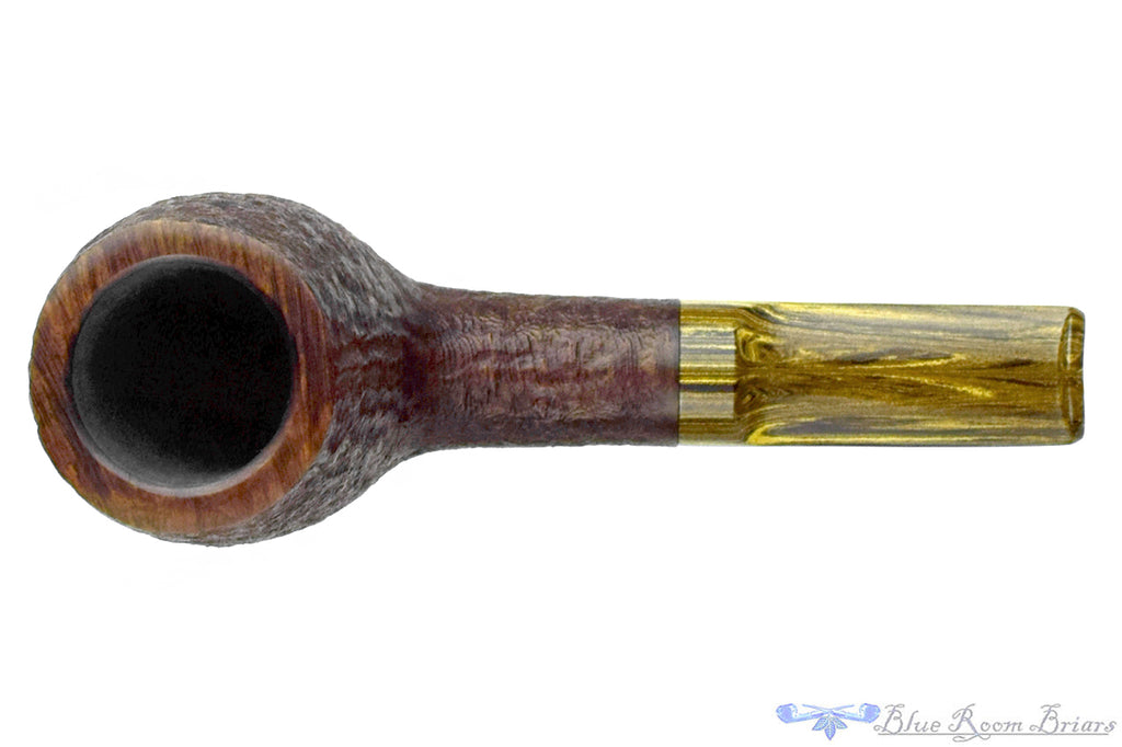 Blue Room Briars is proud to present this Dirk Heinemann Pipe Sandblast Billiard with Gold Brindle