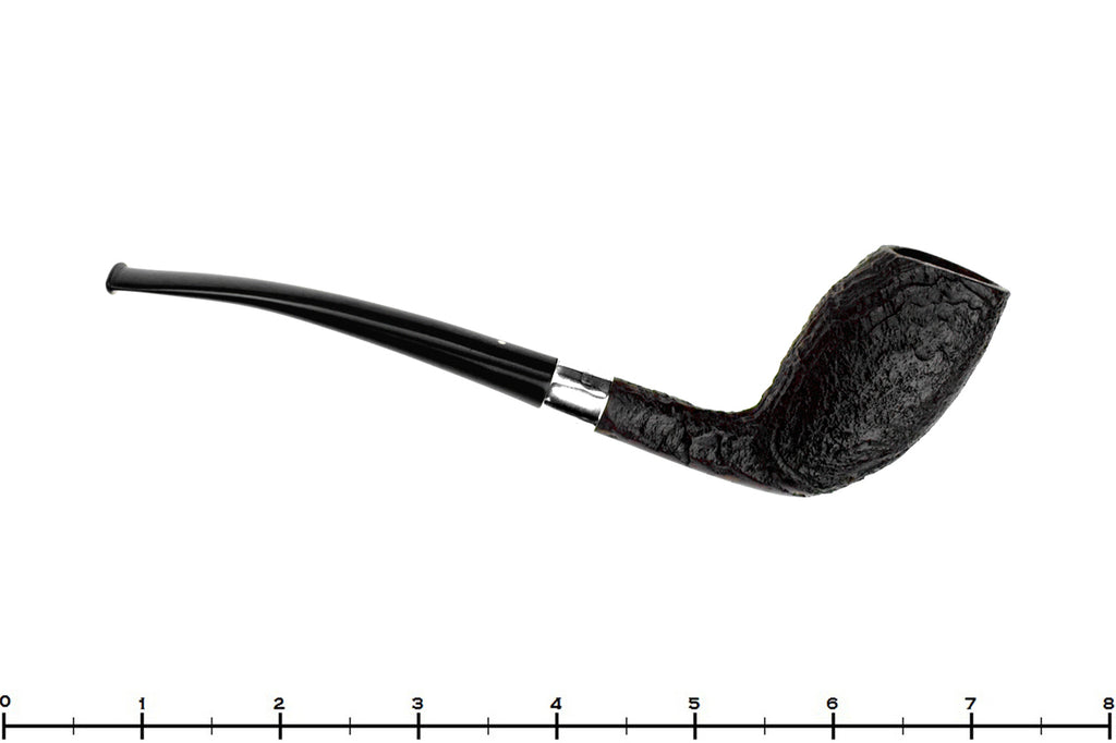 Blue Room Briars is proud to present this Larsen Super Grain Handmade Sandblast Bent Belge Estate Pipe with Silver Repair Band and Replacement Stem