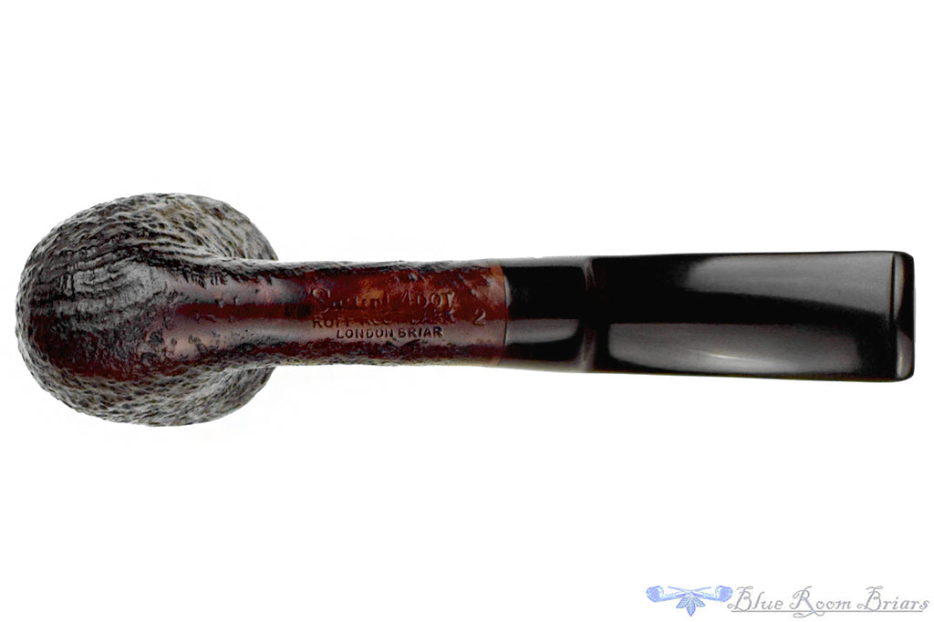 Blue Room Briars is proud to present this Sasieni 4-Dot Ruff Root Dark 2 Bent Sandblast Dublin Estate Pipe