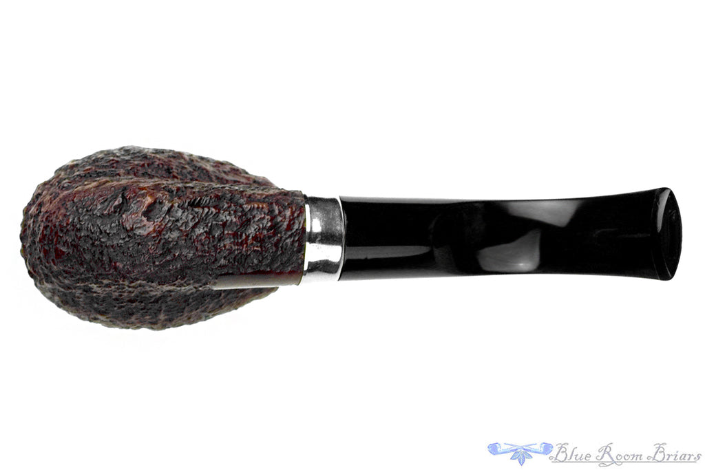 Blue Room Briars is proud to present this GBD Giant (Post-Cadogan) Bent Rusticated Egg Estate Pipe with Nickel Repair Band