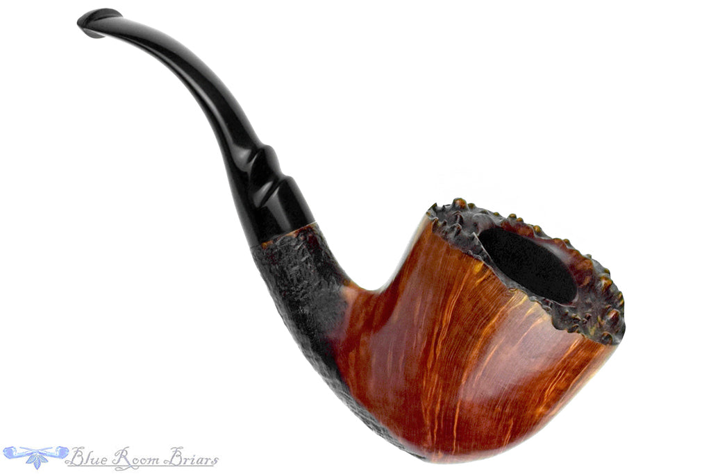 Blue Room Briars is proud to present this Savinelli Autograph Partial Sandblast Bent Freehand with Plateau Estate Pipe