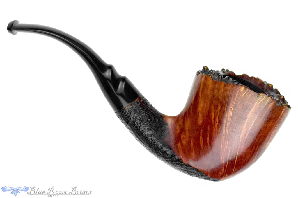Blue Room Briars is proud to present this Savinelli Autograph Partial Sandblast Bent Freehand with Plateau Estate Pipe