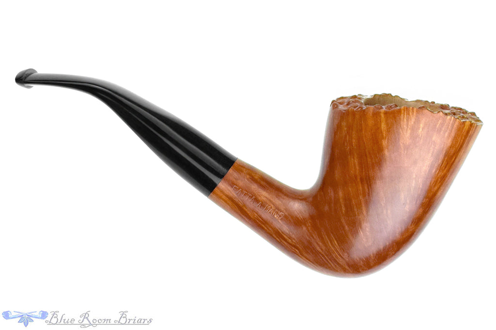 Blue Room Briars is proud to present this Mario Gasparini Handmade Bent Dublin Freehand (9mm Filter with Adapter) with Plateau UNSMOKED Estate Pipe