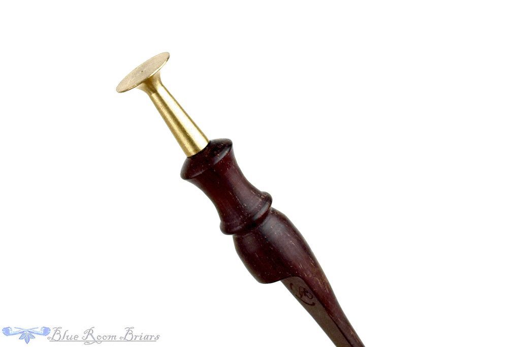 Nils Frederiksen Pipe A Sandblast Billiard with Musk Ox and Custom Brass and Brazilian Rosewood Tamper