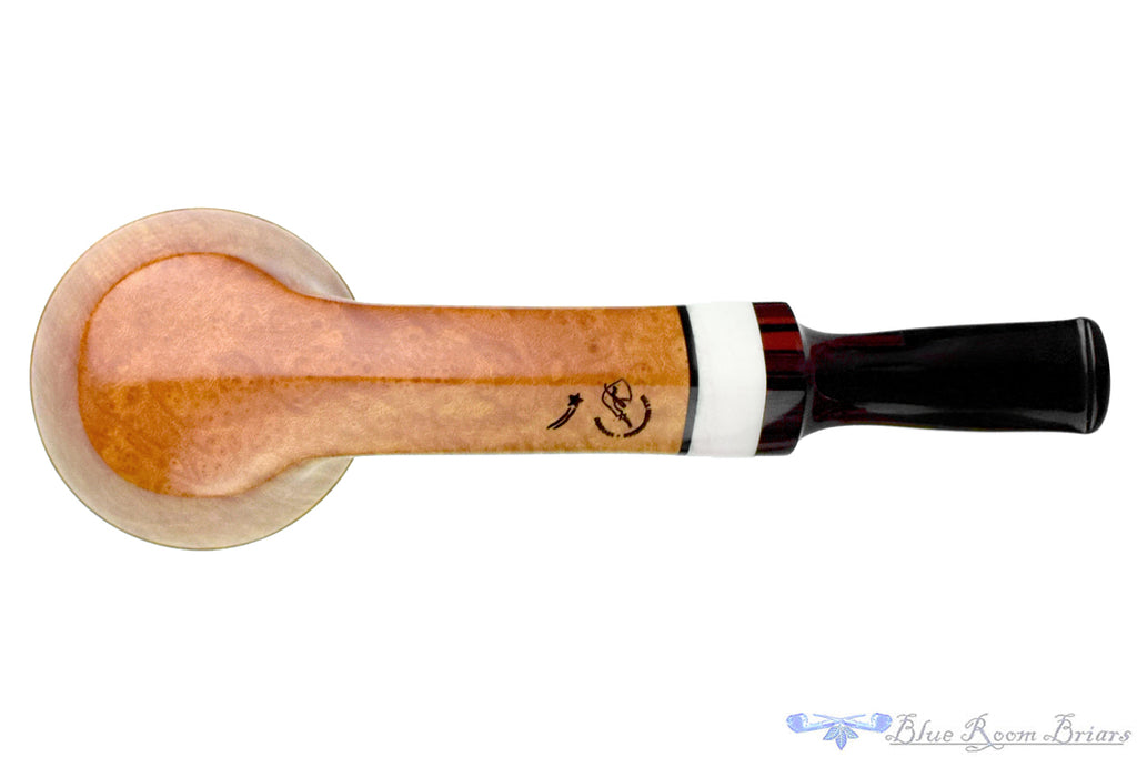 Blue Room Briars is proud to present this Nils Frederiksen Pipe Shooting Star Bent Bulldog with Brindle Forked Stem and Ivorite with Custom Boxwood and Brass Tamper