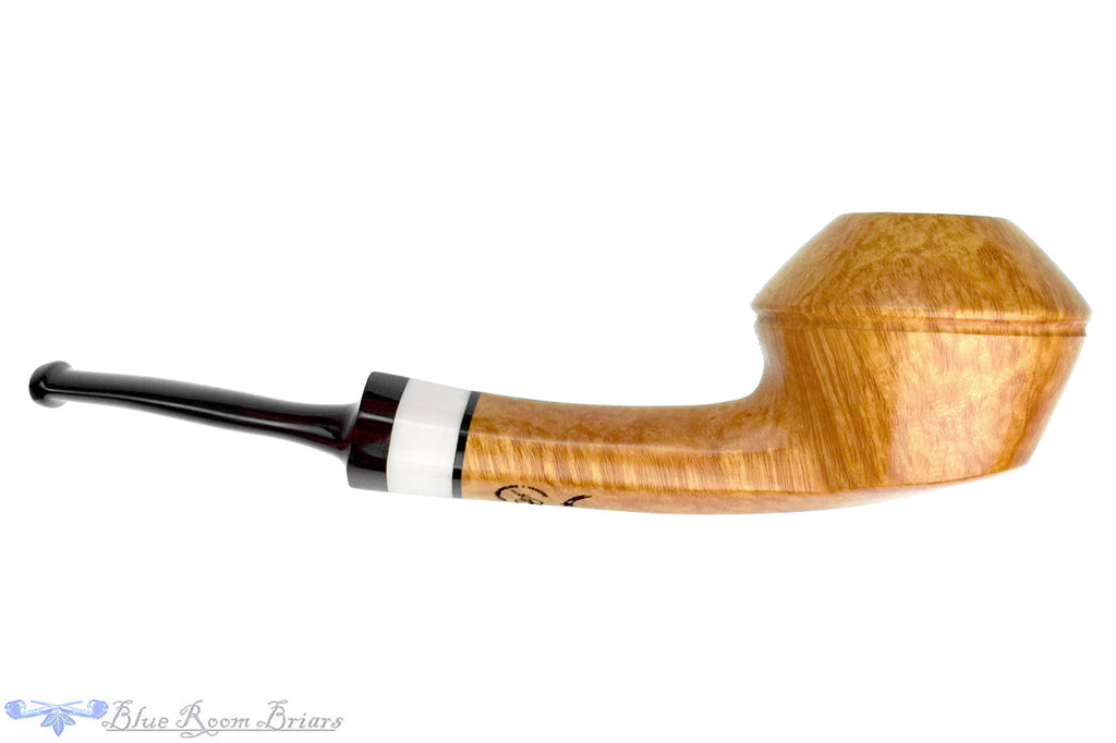Blue Room Briars is proud to present this Nils Frederiksen Pipe Shooting Star Bent Bulldog with Brindle Forked Stem and Ivorite with Custom Boxwood and Brass Tamper