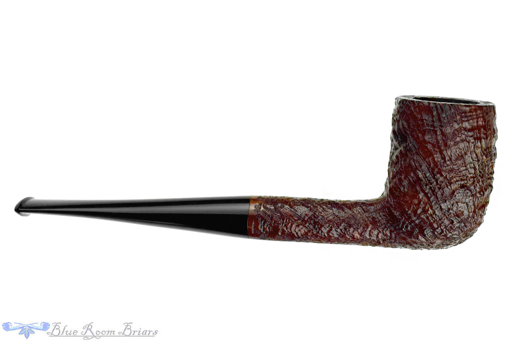 Blue Room Briars is proud to present this Sasieni Four Dot Ruff-Root "Warwick" Sandblast Billiard Sitter Estate Pipe