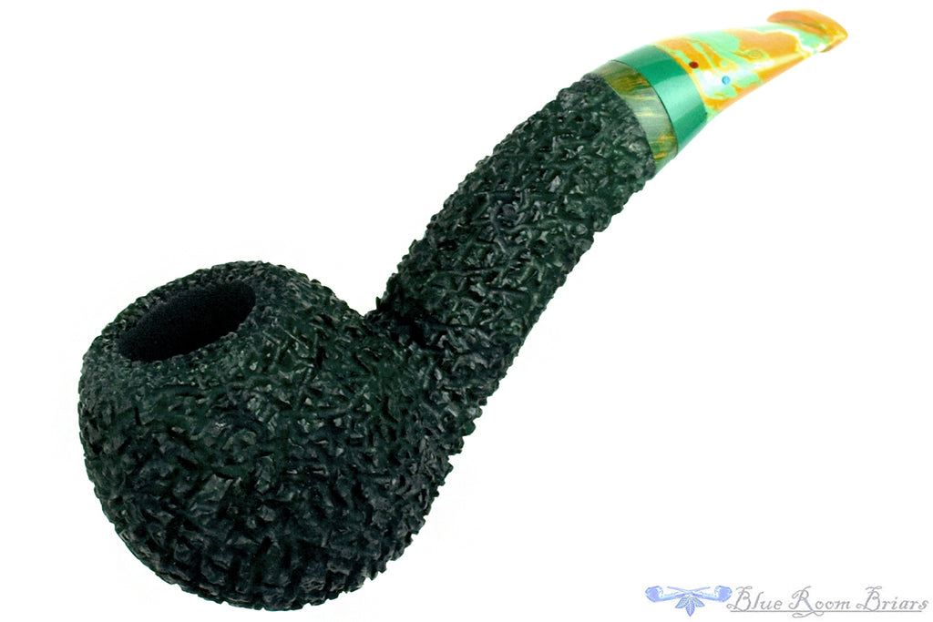 Blue Room Briars is proud to present this Dr. Bob Pipe Green Rusticated Hawkbill with Acrylic