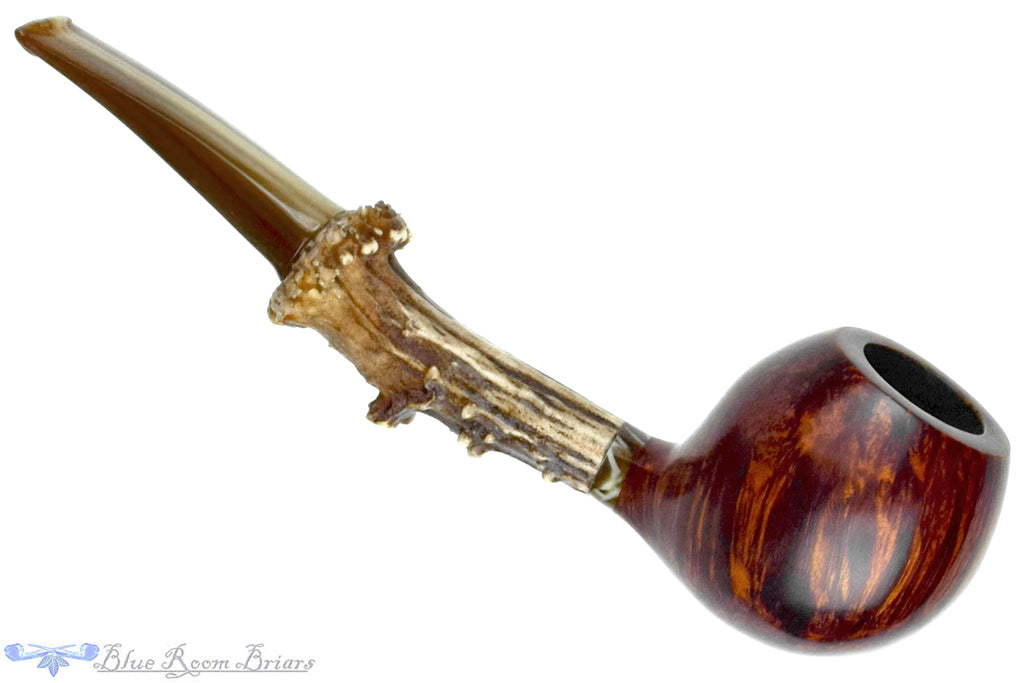 Drew Dunn Pipe Apple with Acrylic, Roebuck Antler, and Magnetic Stem with Custom Tamper