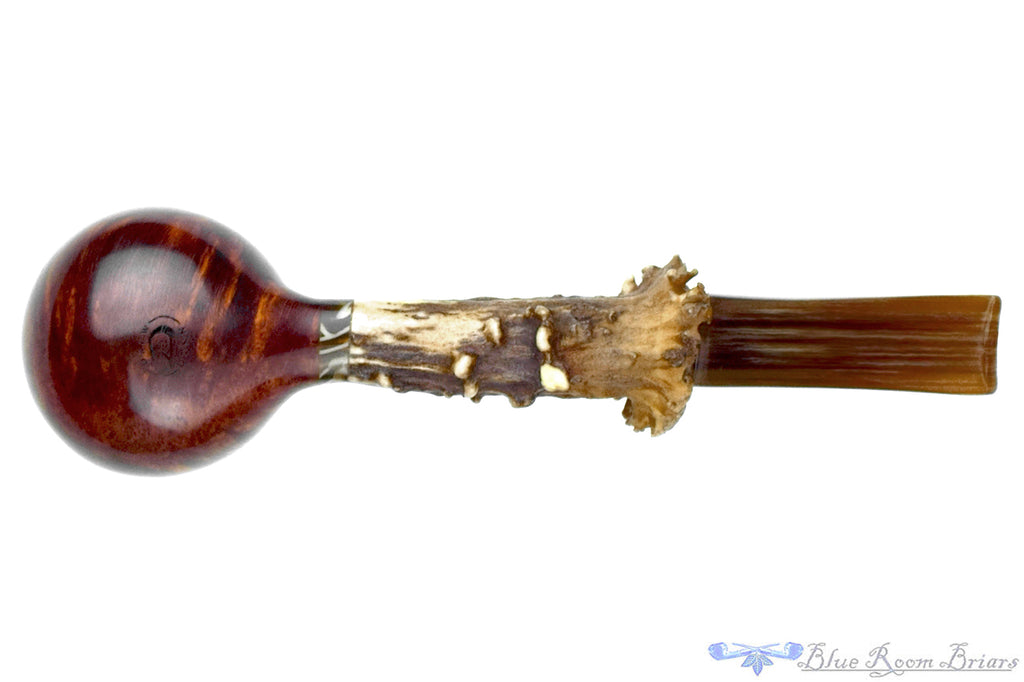 Drew Dunn Pipe Apple with Acrylic, Roebuck Antler, and Magnetic Stem with Custom Tamper