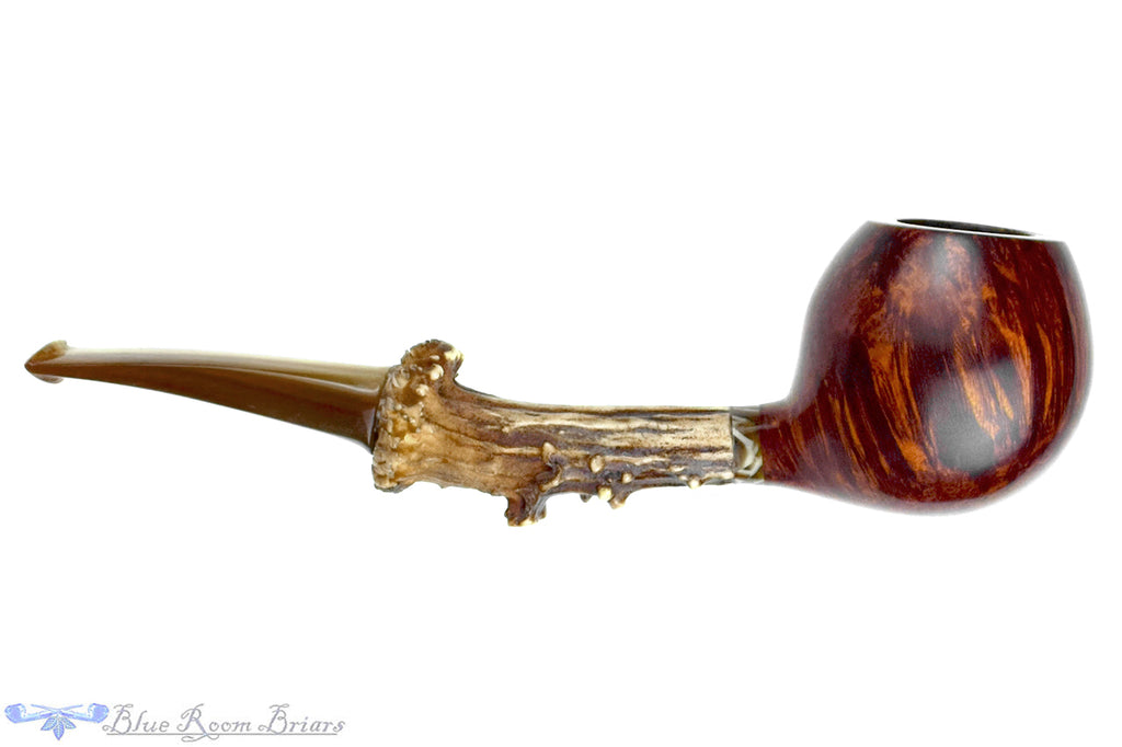 Drew Dunn Pipe Apple with Acrylic, Roebuck Antler, and Magnetic Stem with Custom Tamper