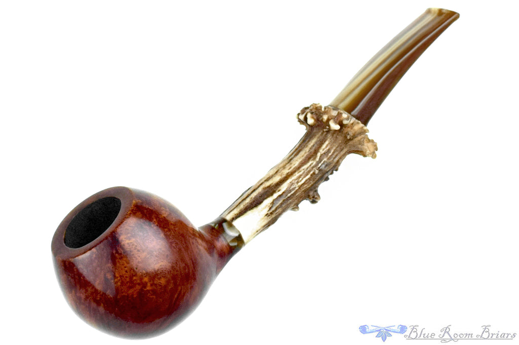 Drew Dunn Pipe Apple with Acrylic, Roebuck Antler, and Magnetic Stem with Custom Tamper