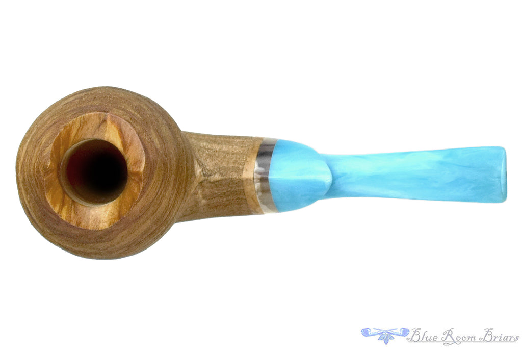 Blue Room Briars is proud to present this Drew Dunn Pipe Bent Sandblast Olivewood Egg with Horn