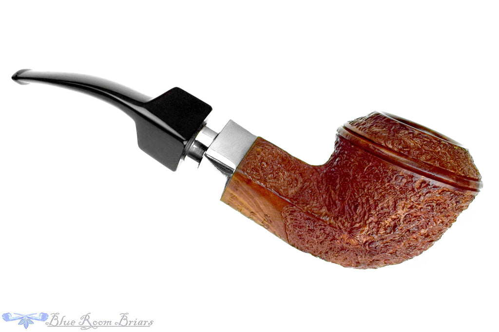 Blue Room Briars is proud to present this Ardor Urano Bent Rusticated Bulldog with Silver Estate Pipe
