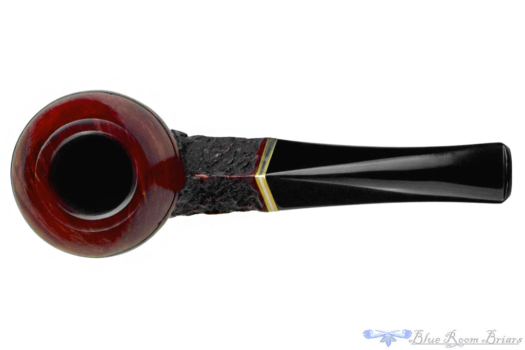 Blue Room Briars is proud to present this Captain Pete (Peterson) XL80 Bent Partial Carved Bulldog with Brass and Nickel Estate Pipe