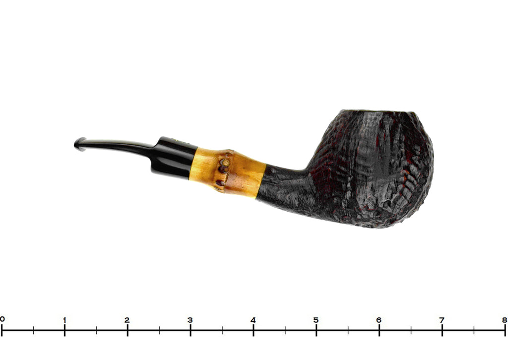 Blue Room Briars is proud to present this Savinelli Handmade Sandblast Bent Apple with Bamboo Estate Pipe