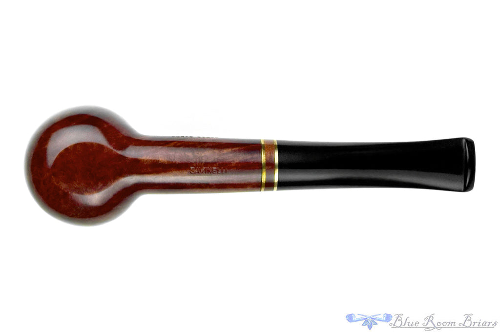 Blue Room Briars is proud to present this Savinelli Porto Cervo 141 KS Billiard Sitter (6mm Filter) with Brass UNSMOKED Estate Pipe