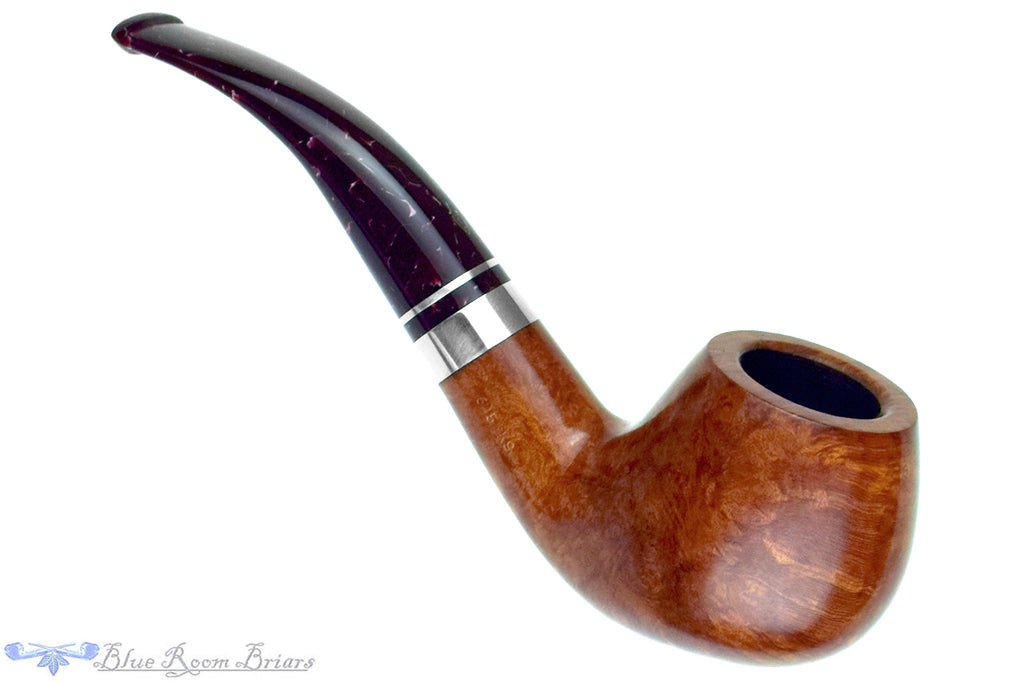 Blue Room Briars is proud to present this Savinelli Bacco 645 KS Bent Apple (6mm Filter) with Nickel Estate Pipe