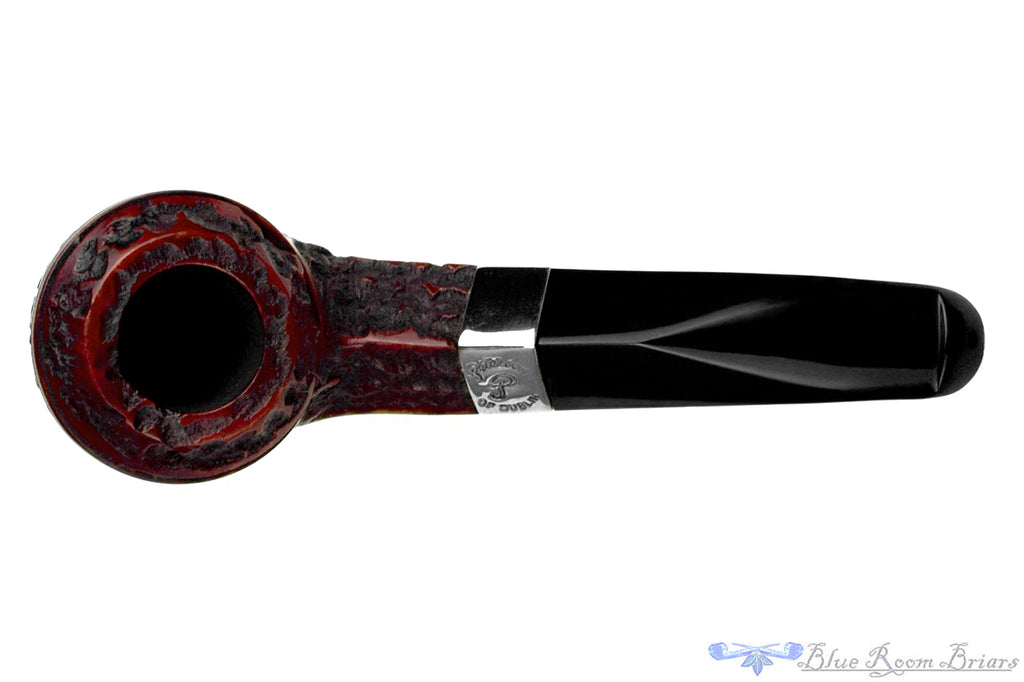 Blue Room Briars is proud to present this Peterson Donegal Rocky 80S Bent Rusticated Bulldog with Nickel and P-Lip UNSMOKED Estate Pipe