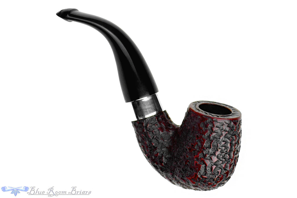 Blue Room Briars is proud to present this Peterson Donegal Rocky X220 Bent Rusticated Billiard with Nickel and P-Lip UNSMOKED Estate Pipe