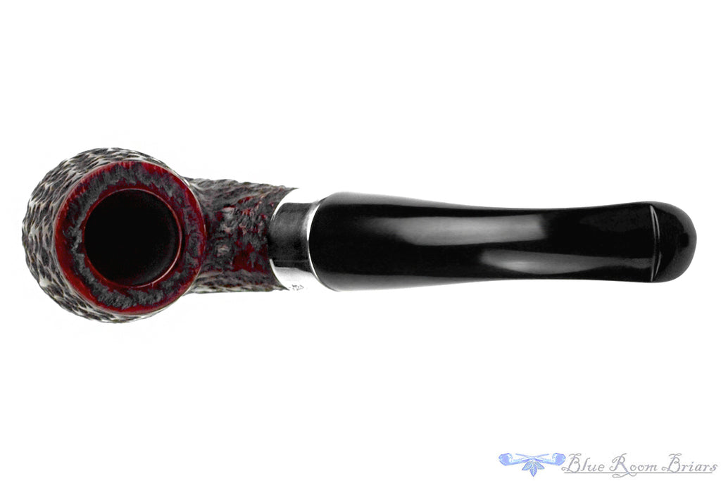 Blue Room Briars is proud to present this Peterson Donegal Rocky X220 Bent Rusticated Billiard with Nickel and P-Lip UNSMOKED Estate Pipe