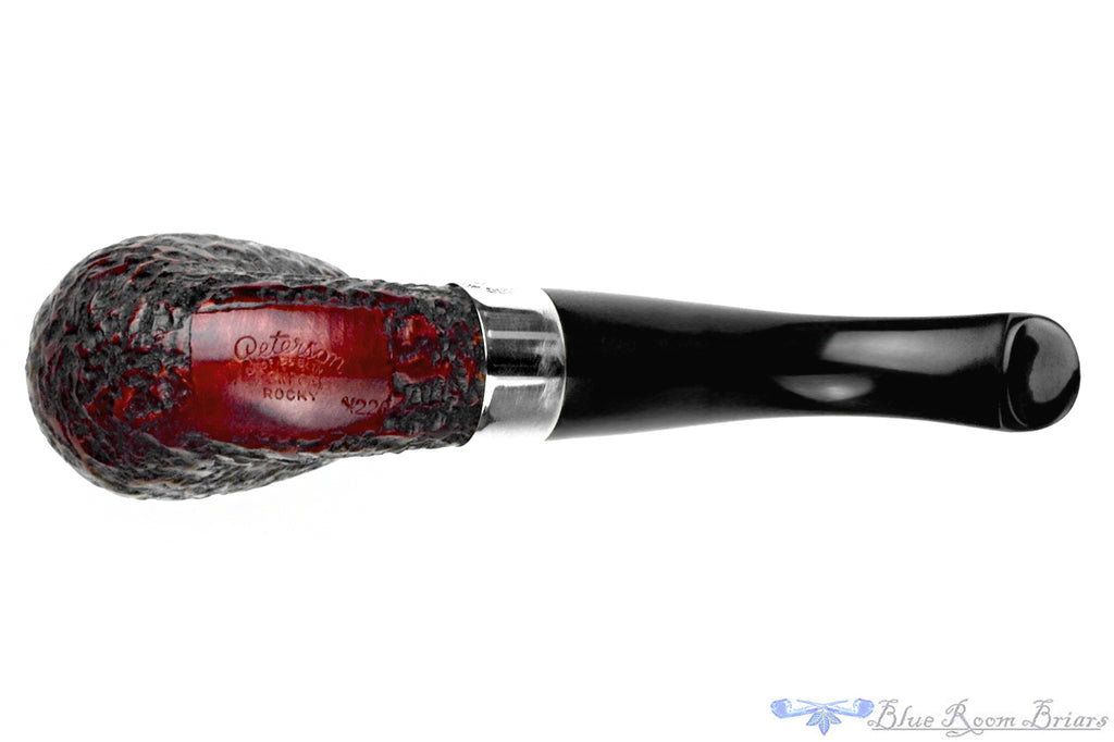 Blue Room Briars is proud to present this Peterson Donegal Rocky X220 Bent Rusticated Billiard with Nickel and P-Lip UNSMOKED Estate Pipe