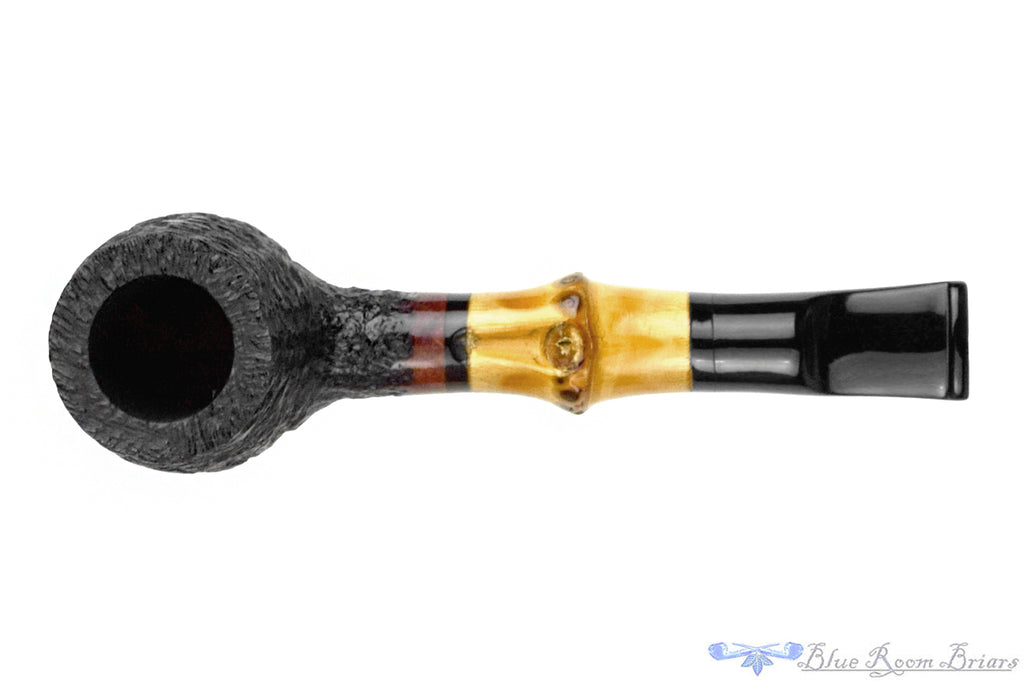 Blue Room Briars is proud to present this Dagner Pipes Custom Designs P4 (2015 Make) Carved Poker with Bamboo Estate Pipe