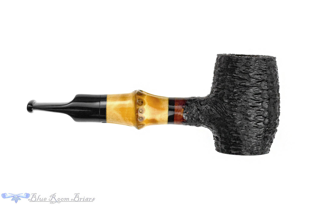 Blue Room Briars is proud to present this Dagner Pipes Custom Designs P4 (2015 Make) Carved Poker with Bamboo Estate Pipe
