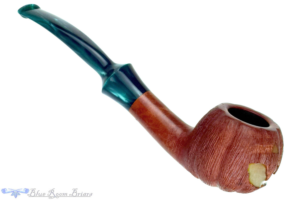 Blue Room Briars is proud to present this Blue Room Briars Pipe 2026 Halloween Bent Carved Glow in the Dark Jack-O'-Lantern