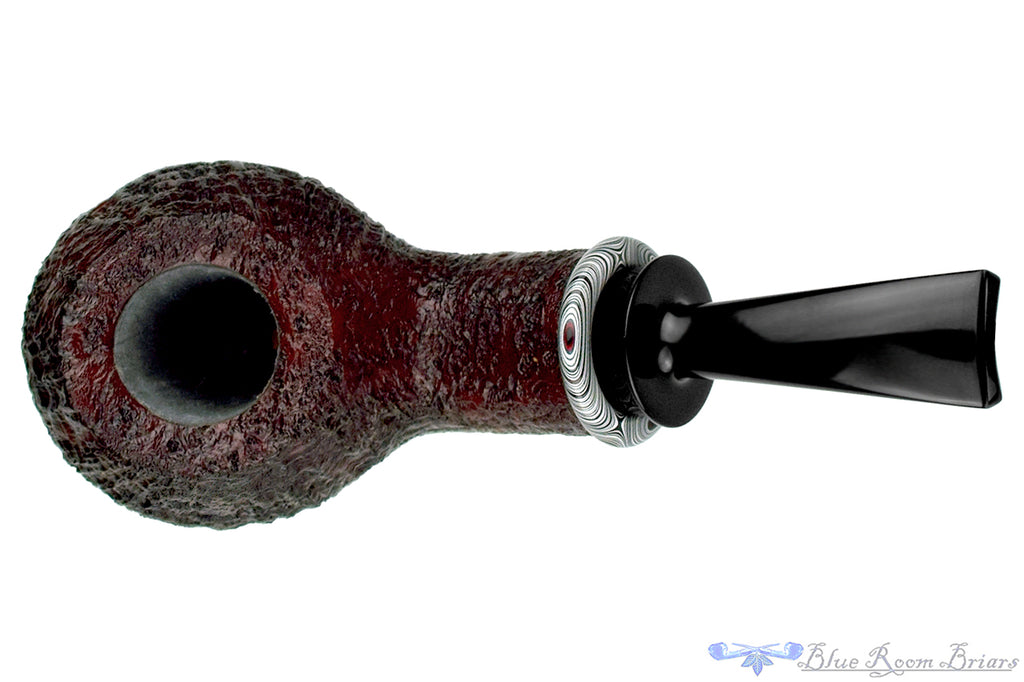 Blue Room Briars is proud to present this Bill Shalosky Pipe 670 Bent Sandblast Scoop with Fordite