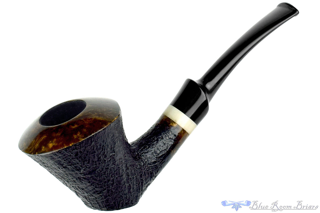 Blue Room Briars is proud to present this George Boyadjiev 324 Grade R Bent Sandblast Poker Sitter with Super Tusk