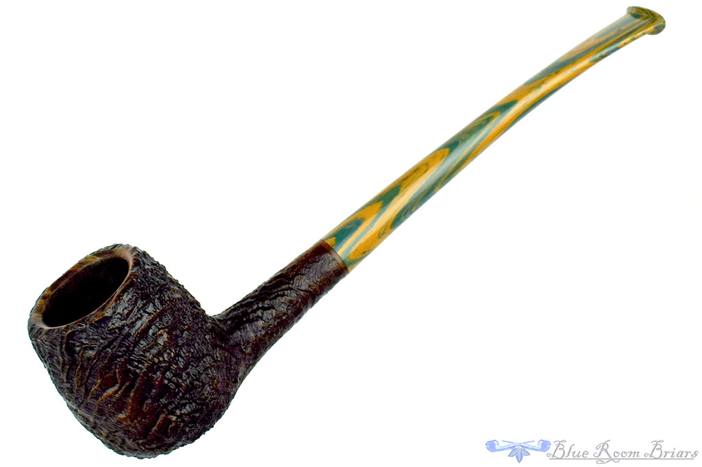 Blue Room Briars is proud to present this Nate King Pipe 1011 Crosscut Sandblast Billiard with Brindle
