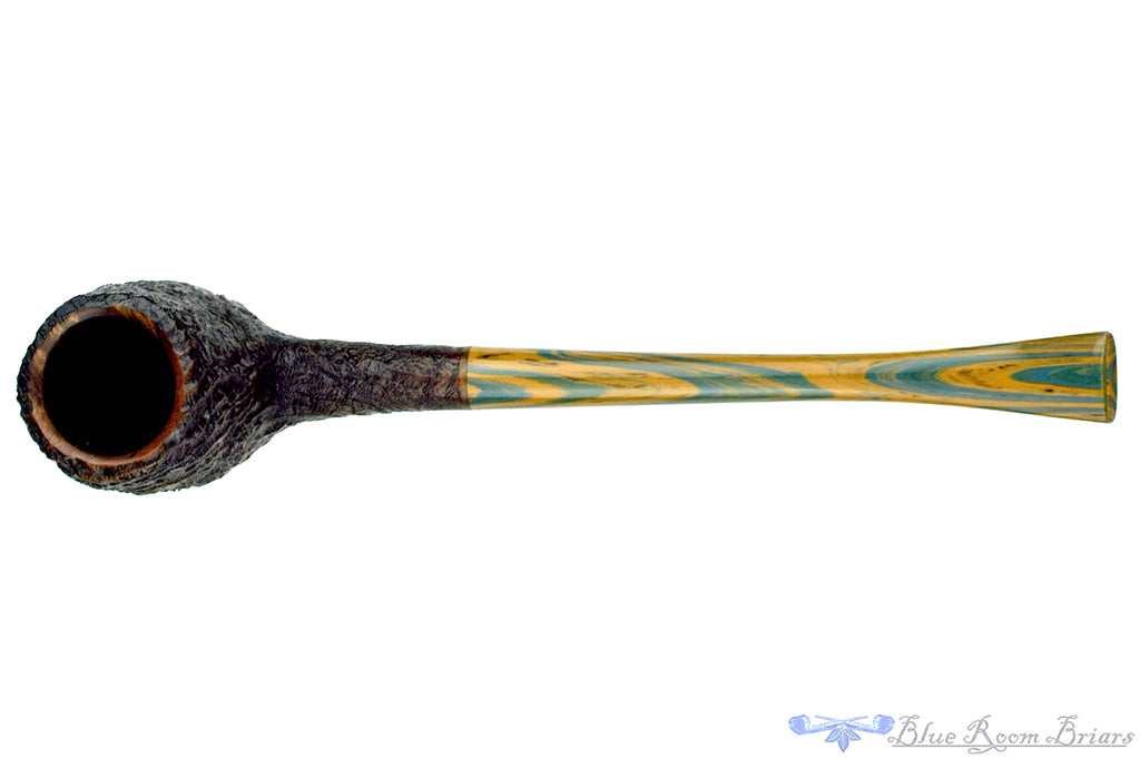 Blue Room Briars is proud to present this Nate King Pipe 1011 Crosscut Sandblast Billiard with Brindle