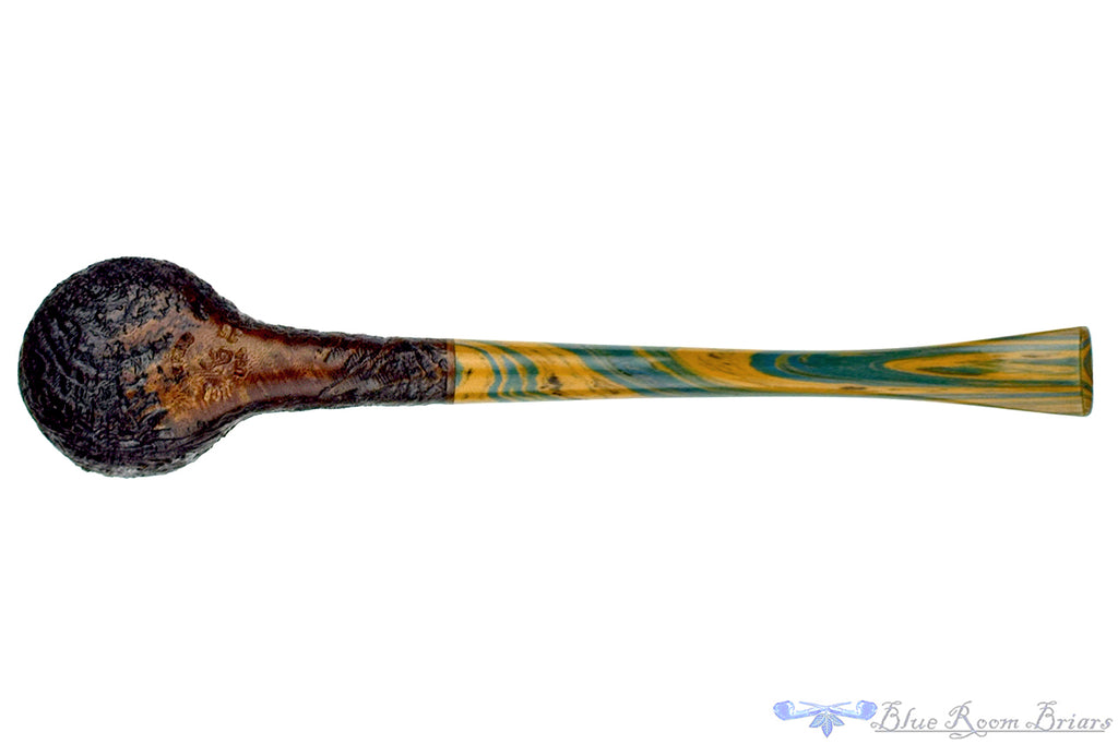 Blue Room Briars is proud to present this Nate King Pipe 1011 Crosscut Sandblast Billiard with Brindle