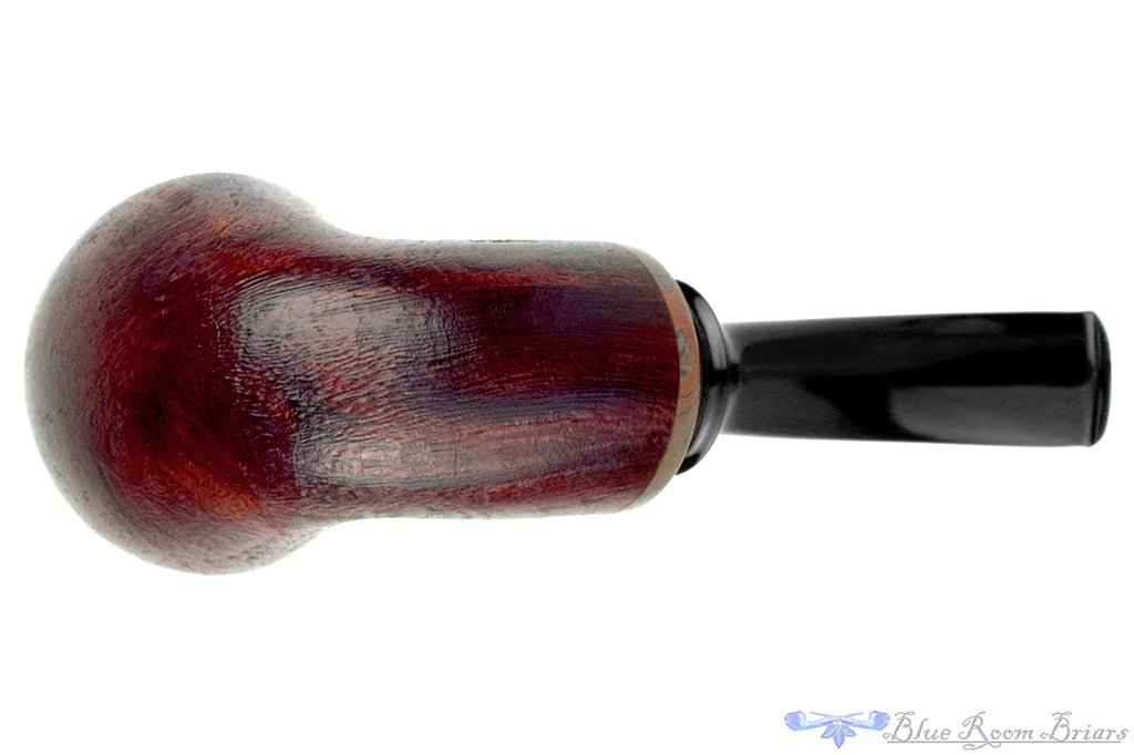 Blue Room Briars is proud to present this Chris Morgan Pipe Bent Satin Blast Reverse Calabash with Brindle